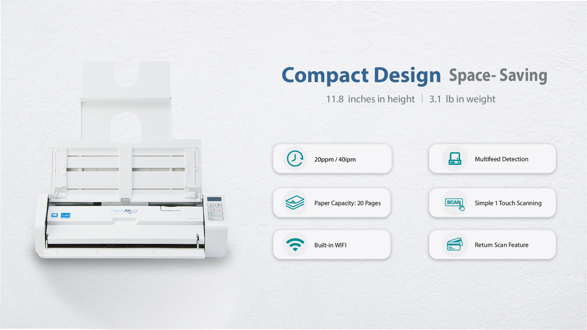 Avision PaperAir 215L ポータブル名刺とドキュメントスキャナー 20ppm PaperAir Manager - 3